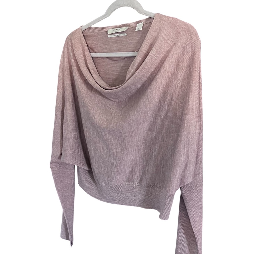 EUC All Saints Ridley 100% Merino Wool Dusty Pink Sweater size Large - Picture 5 of 10